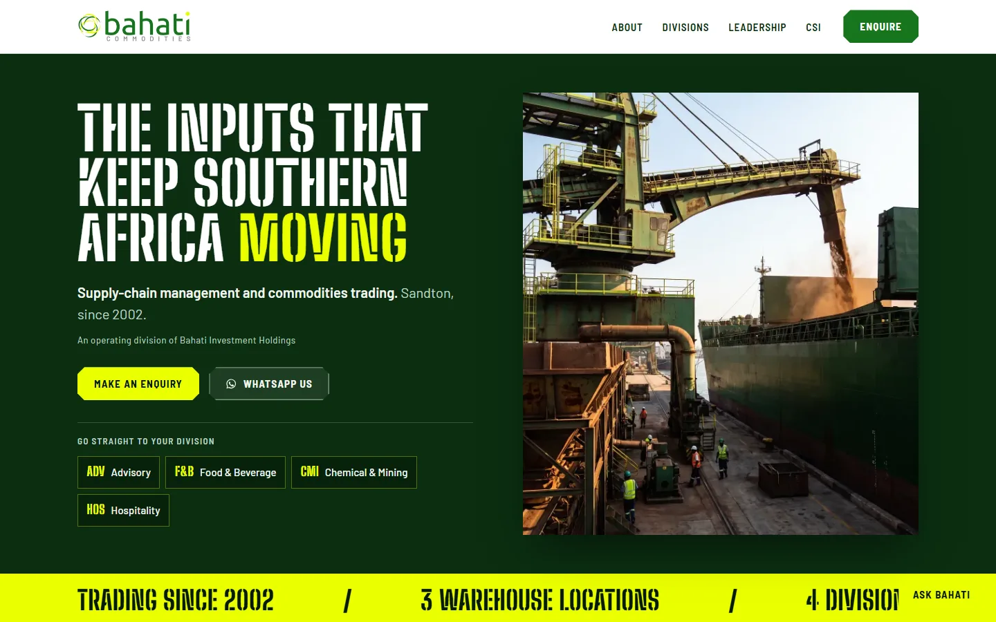 Bahati Commodities homepage