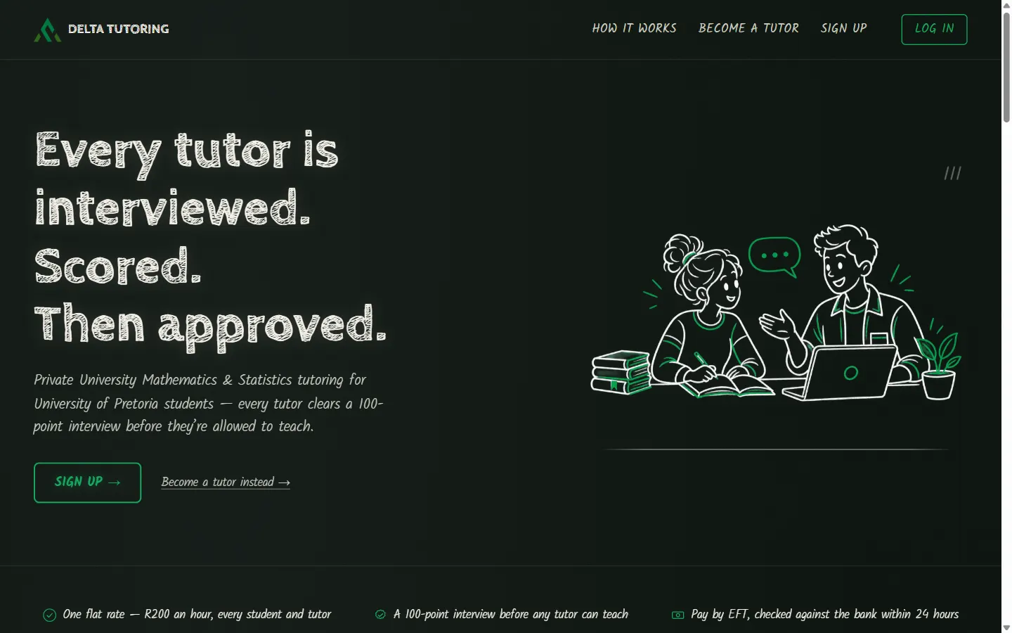Delta Tutoring website