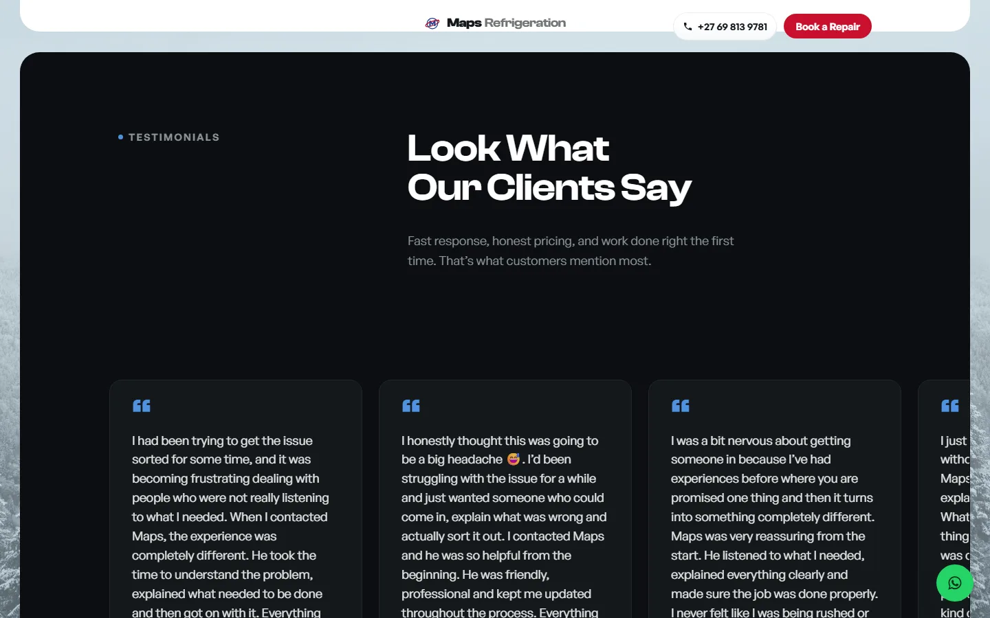 Maps Refrigeration customer reviews