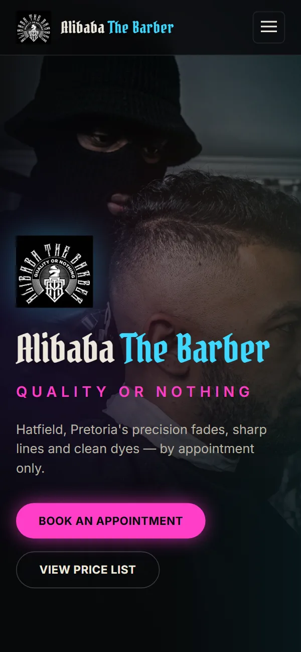 Alibaba The Barber on a phone