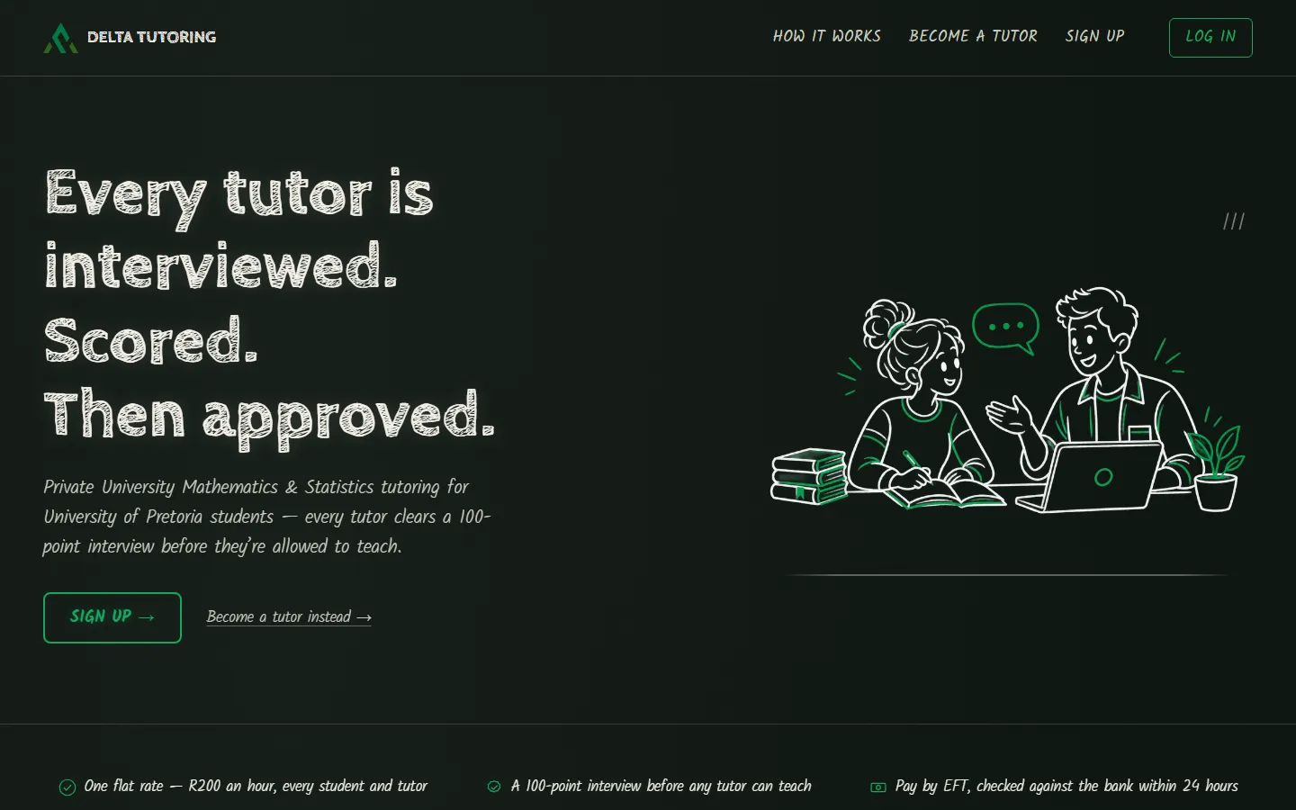 Delta Tutoring website