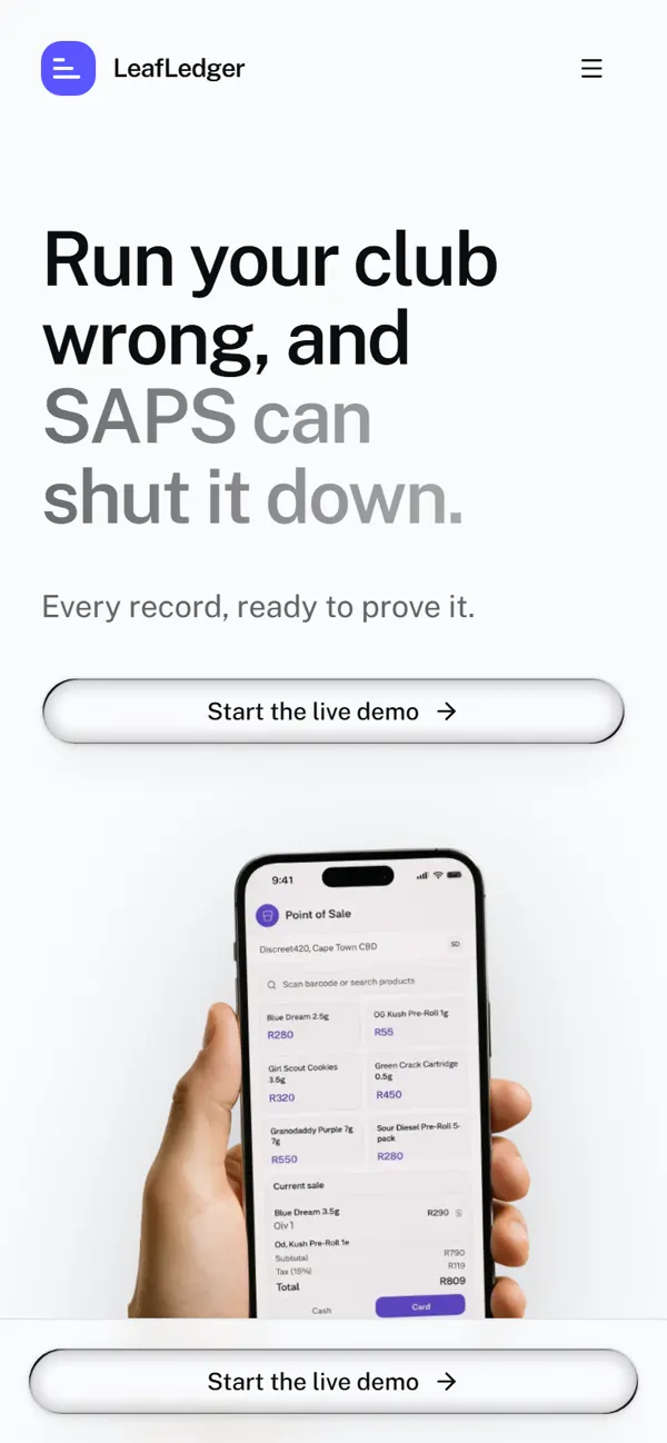LeafLedger on a phone