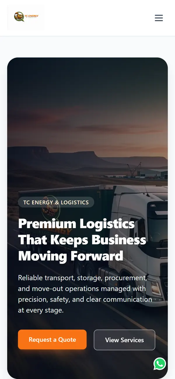 TC Energy & Logistics on a phone